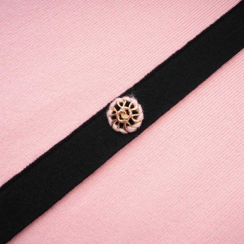 Delphine Pink-Black Knitted Mini Robe