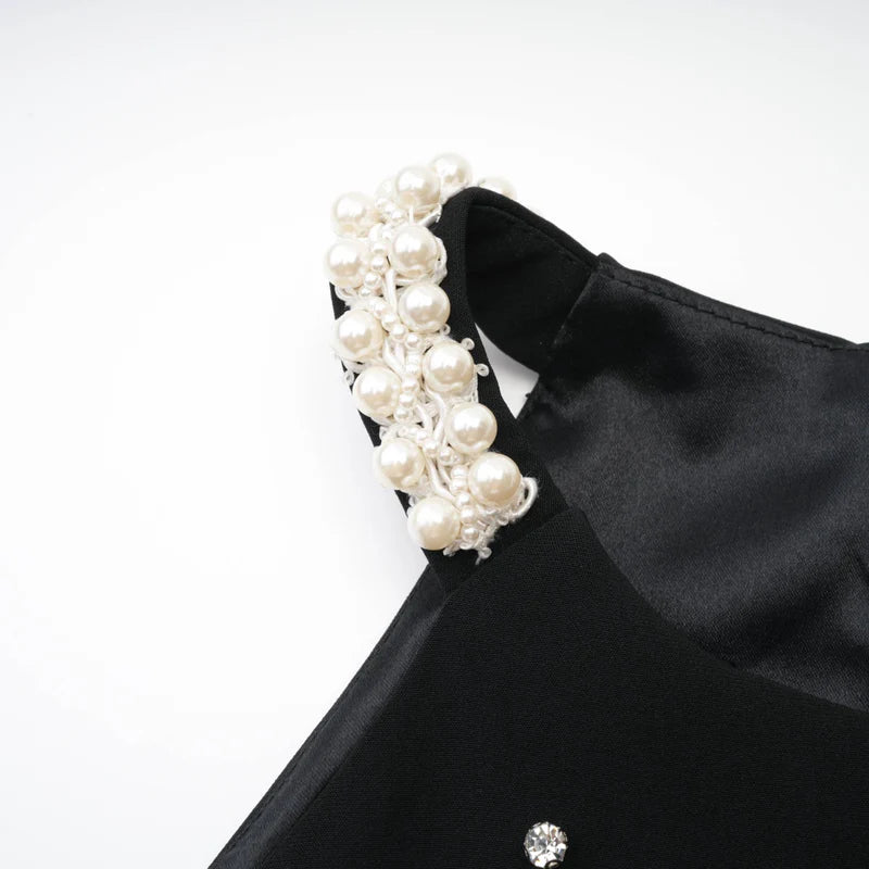 Eléa Black Embellied Mini Robe
