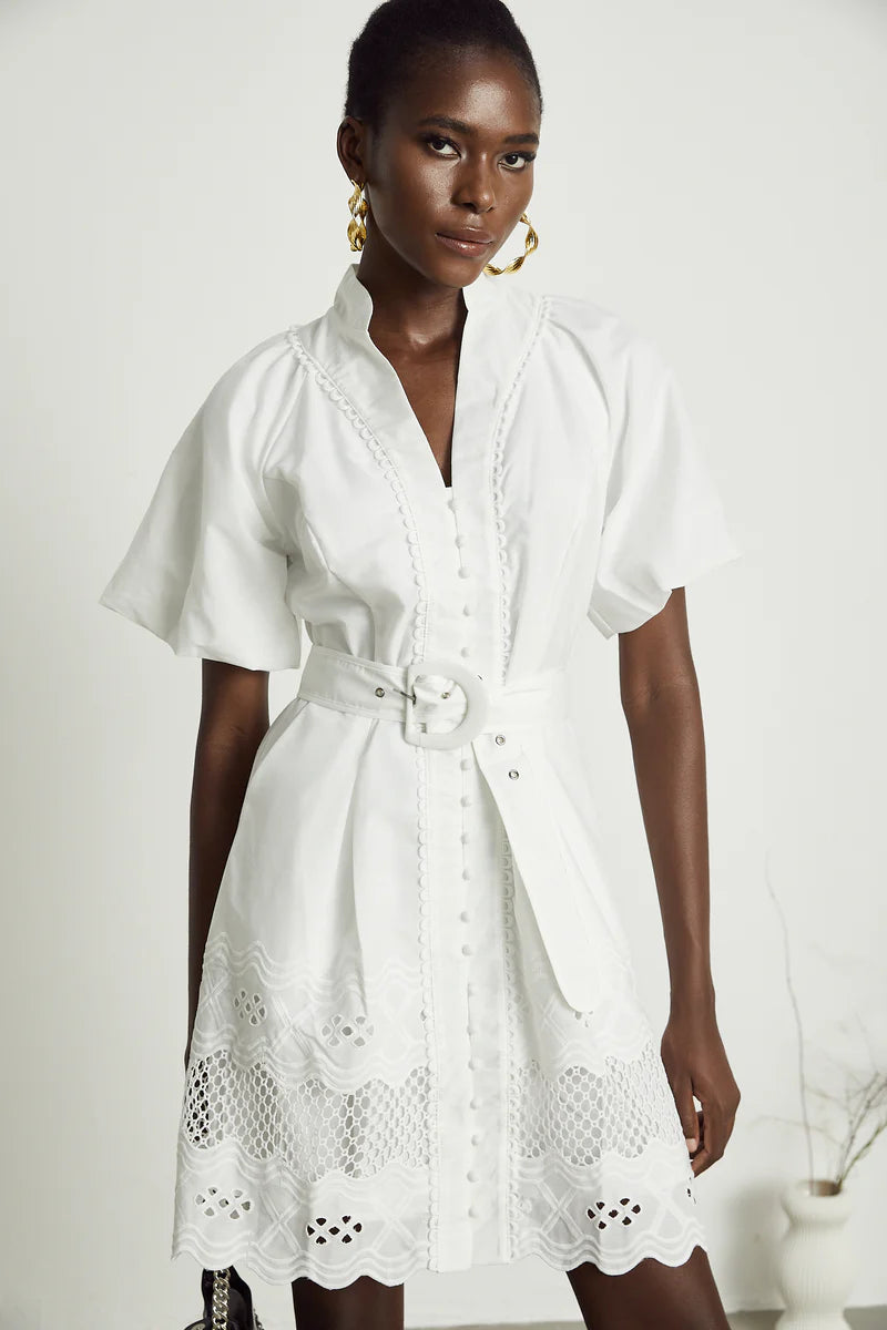Raphaëlle cut-out lace-trim mini dress