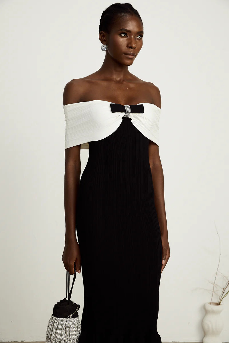 Éliane bow-detail ribbed maxi dress