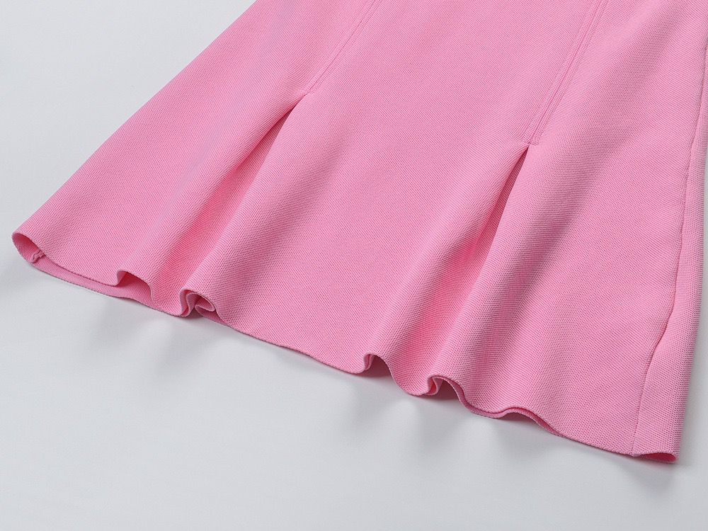 Summer new pink short-sleeved sweet age-reducing lapel dress