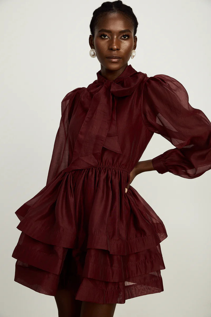 Élodie Mini-robe évasée en rouge en rouge