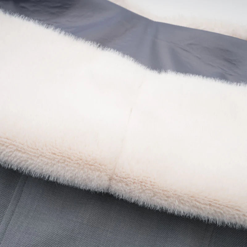 Lina Gray Faux-Fur Mini Robe