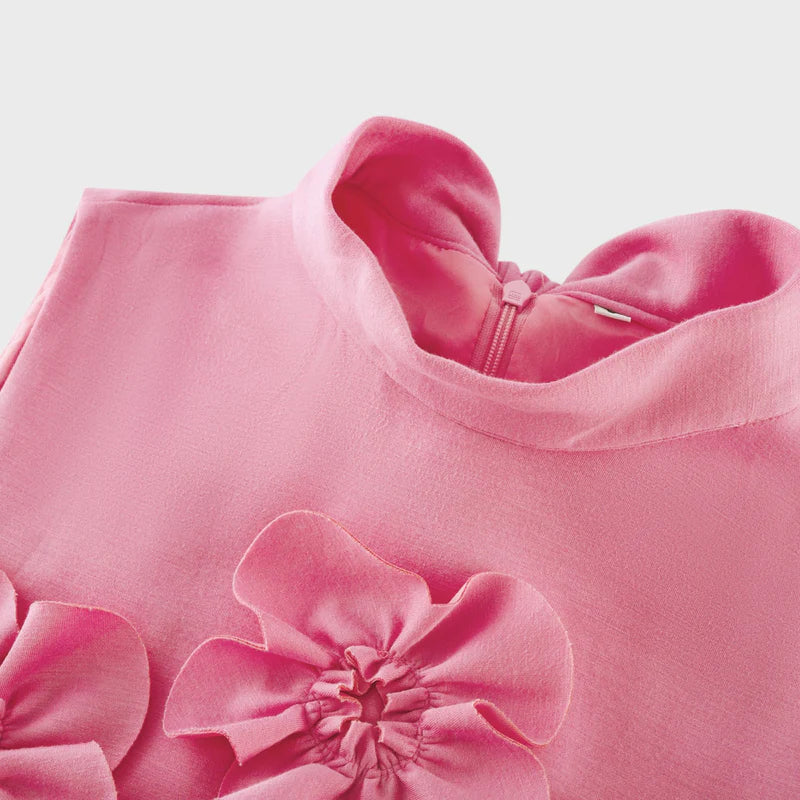 MAGALI BOW-CHIE FAUX-FLOWER ENCHELLE SE SEUX SOBLES MAXI ROBILES en rose