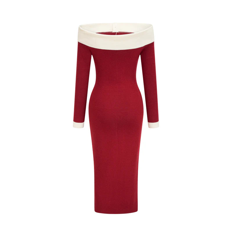 Soline off-shoulder knit midi dress