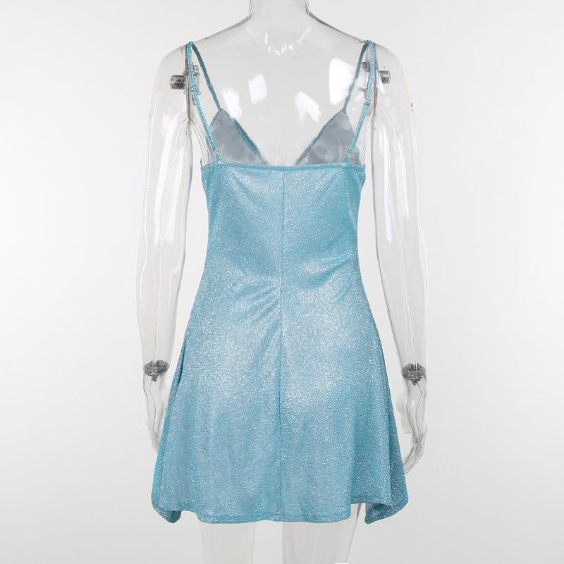 ROBE MINI À DÉCOUPES ÉTINCELLES EMILY - BLEU