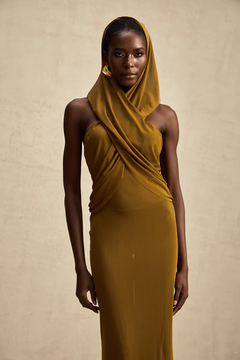 hooded backless dress Gloria crossover maxi – PALMA PARIS Want to know the high split. Primary color:Chamomile Blossom( (51