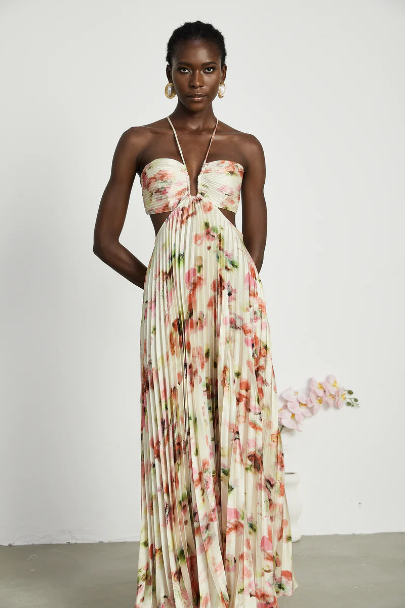 floral cut out dress Andréa cut-out floral-print pleated maxi – PALMA PARIS This is beautiful 20-1REBAJASSS26 Color:black & blue