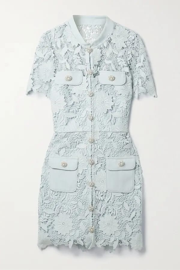 blue guipure lace mini dress Guipure Lace Mini Dress