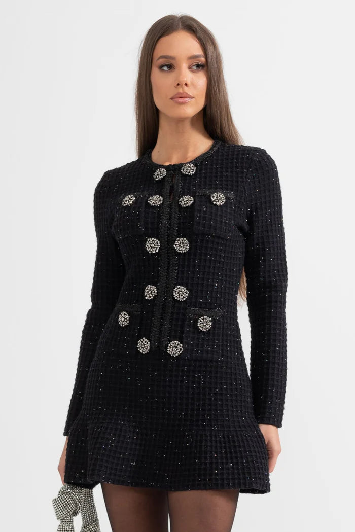black dress knee length long sleeve Knee-Length Knitted Fit:Tailored We Wore What Faux meta-size-chart-Ruby Slipper Sales Co.