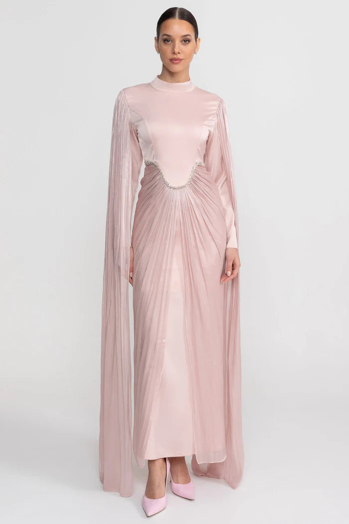 blush pink long sleeve maxi dress Blush Elegant Dress - She's So Elegant, Extra Small Ellae Lisque - Elegant Dress for Date Nights & Birthdays