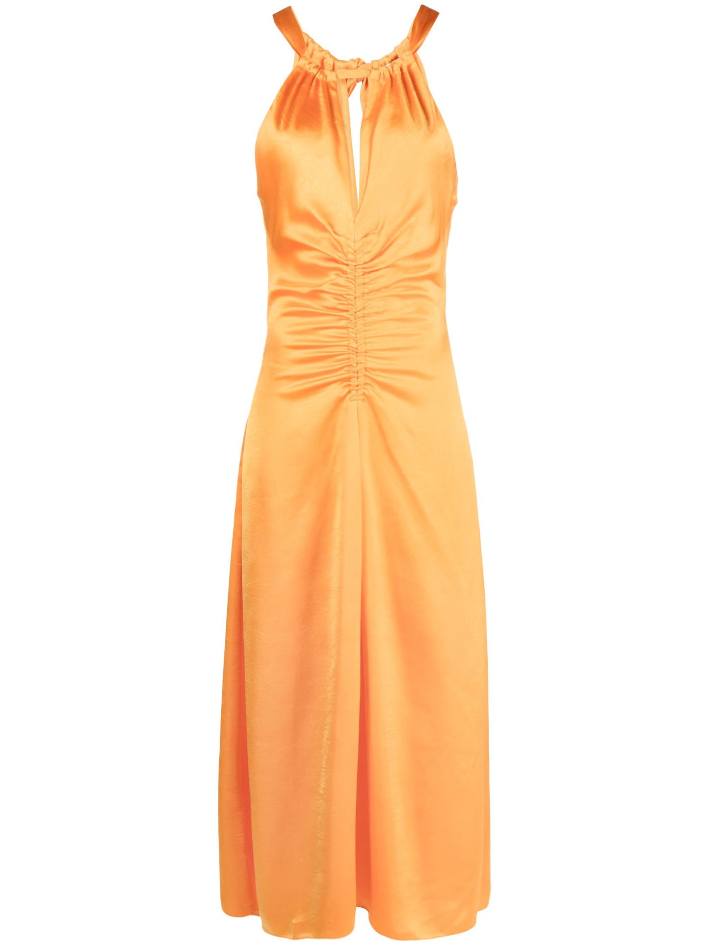 OUT OF STOCK ruched satin midi dress