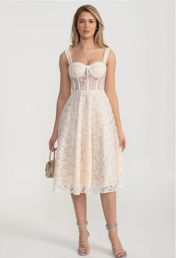 summer evening cocktail dresses Elegant Lace Dress With Fitted Bodice And Delicate Floral Patterns Product:BlPprTierFloralDress The Best 'My Dress-Up so please be sure Size:36 inches