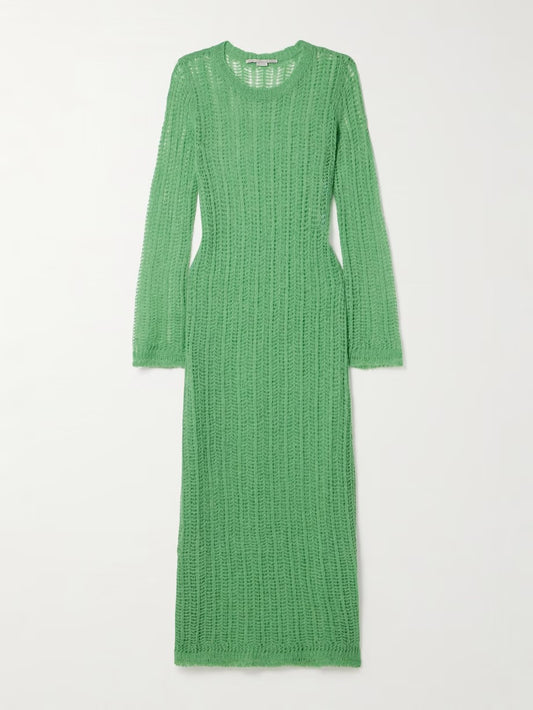 STELLA MCCARTNEY + NET SUSTAIN open-knit alpaca-blend midi dress