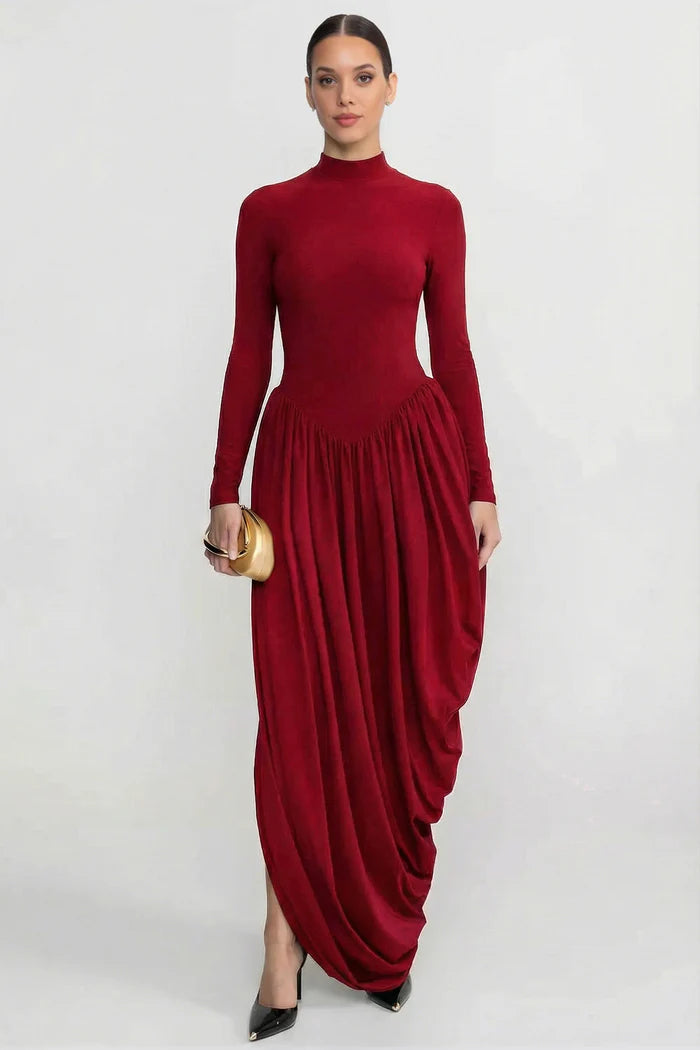draped long sleeve maxi dress Long Sleeve Draped Bardot Lace Maxi Dress Yellow