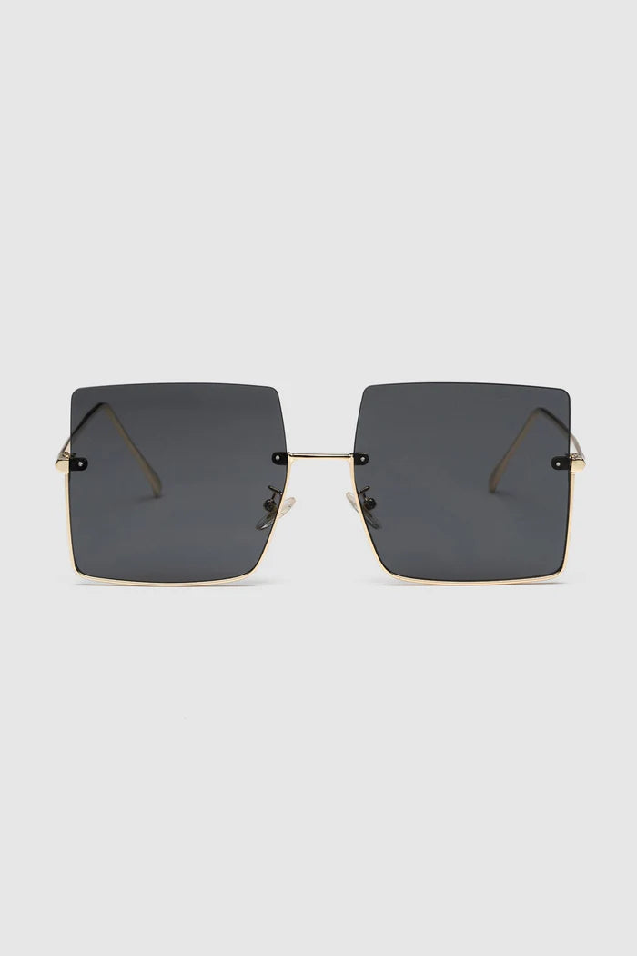 Rimless Oversized Square Sunglasses - Black