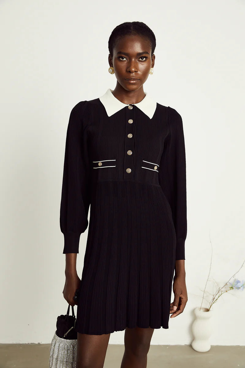 rosalie knit mini dress Rosalie black ribbed-knit mini dress