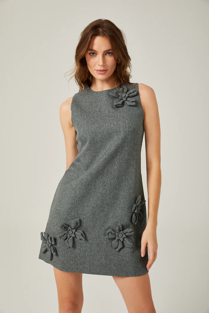 paris sleeveless mini dress Viviane grey floral sleeveless mini dress