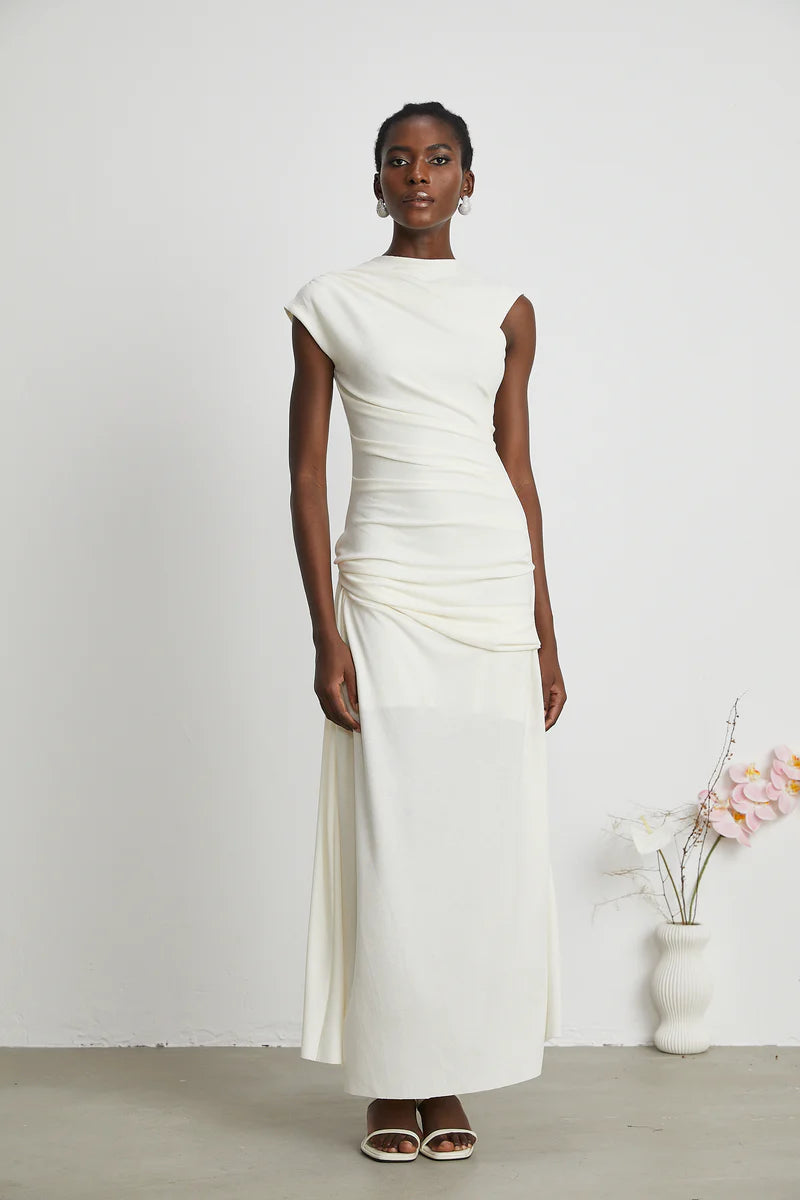 jersey knit midi dress Lanetta jersey-knit draped midi dress – PALMA PARIS