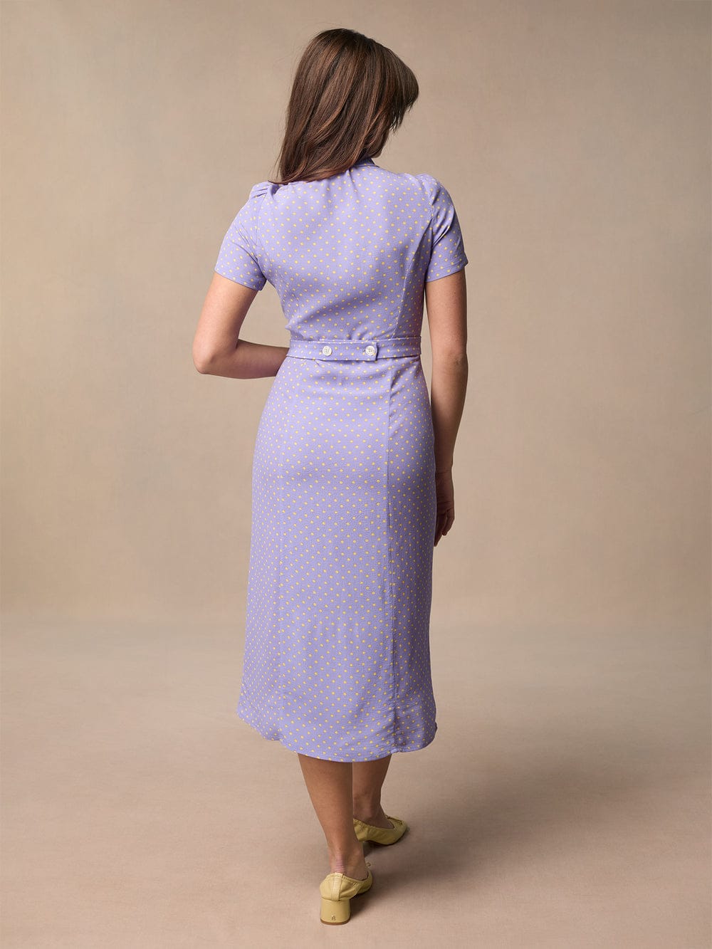 ROBE MIDI VIOLET À COL CHEMISE