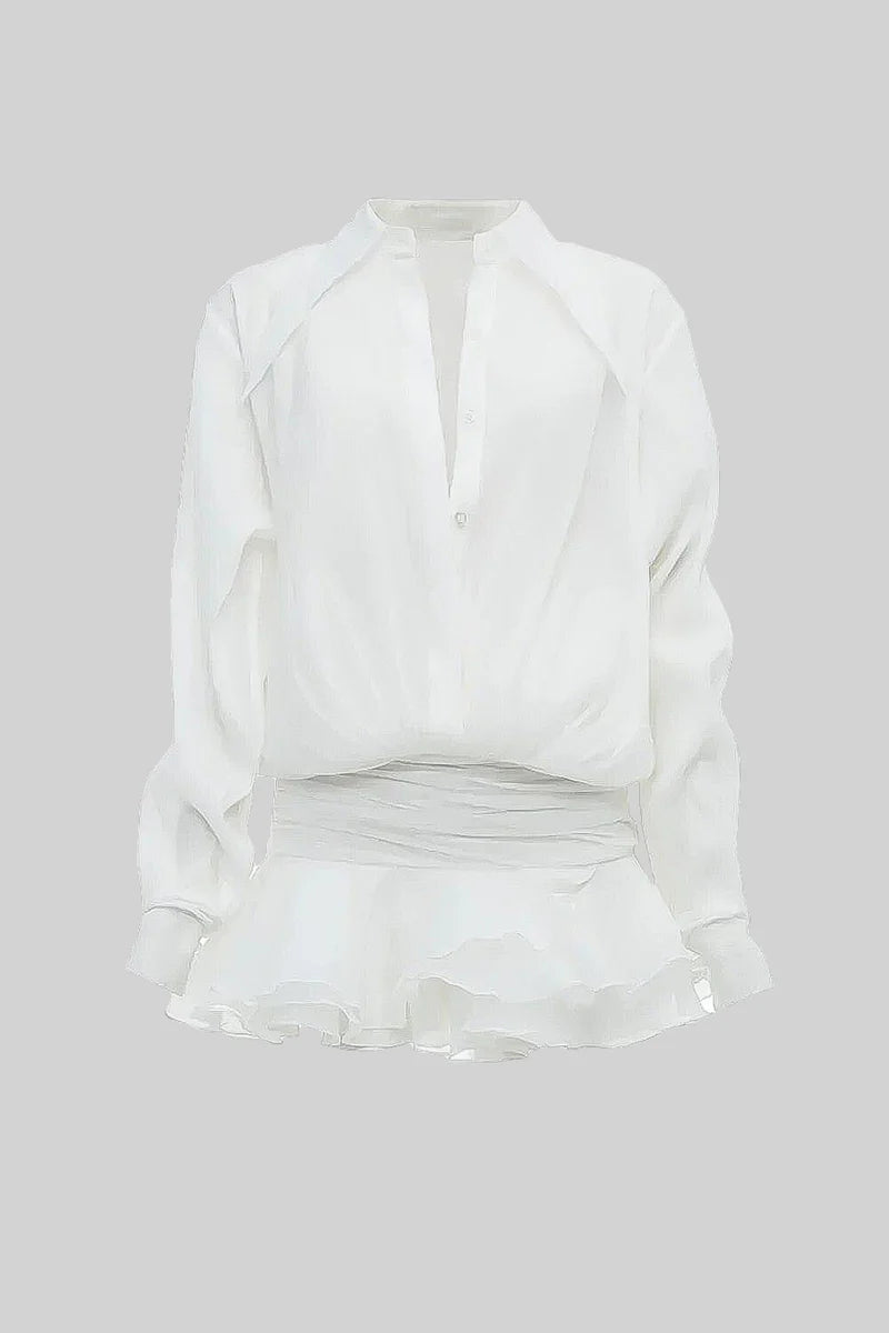 Chemise boutonnée avec taille cintrée - gris