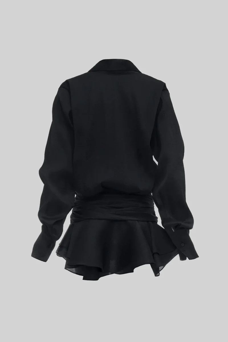 Chemise boutonnée avec taille cintrée - noir