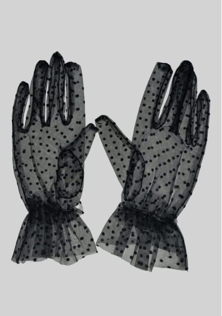 Transparent Lace Gloves - White