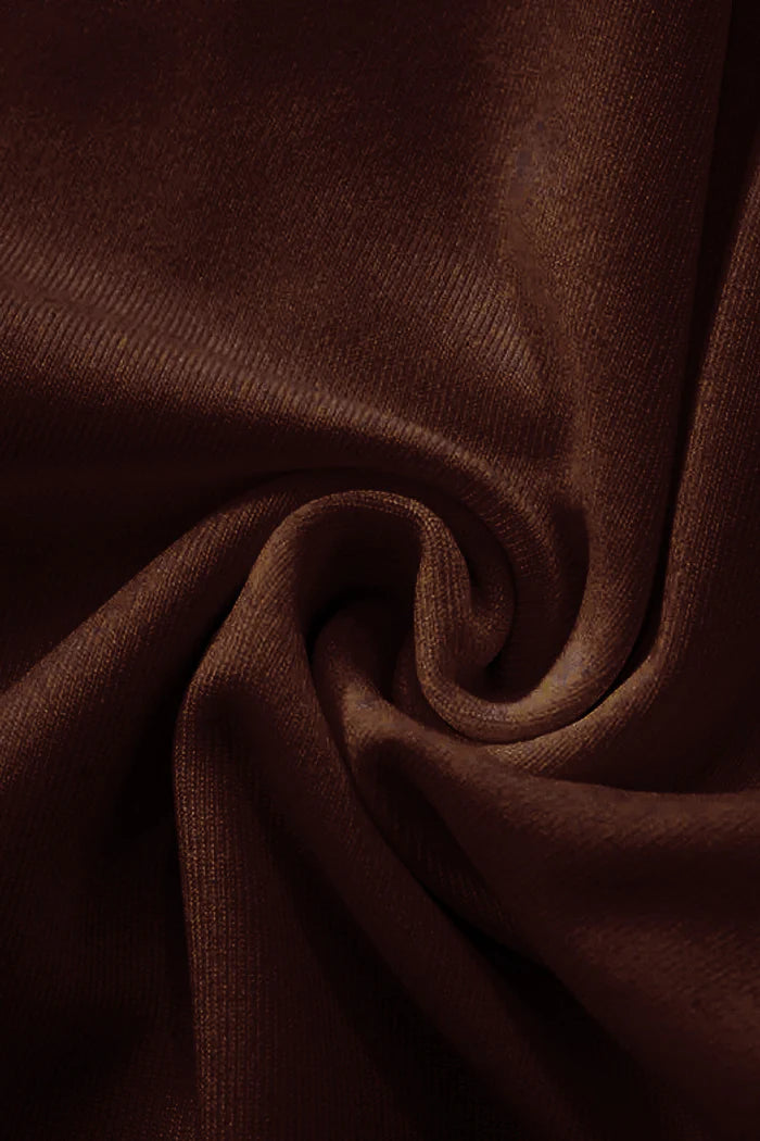 Halter Maxi Dress with Contrasting Ruched Paneling - Black/Brown