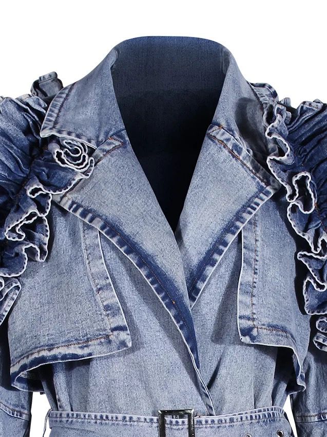 Denim Ruffle jacket -blue