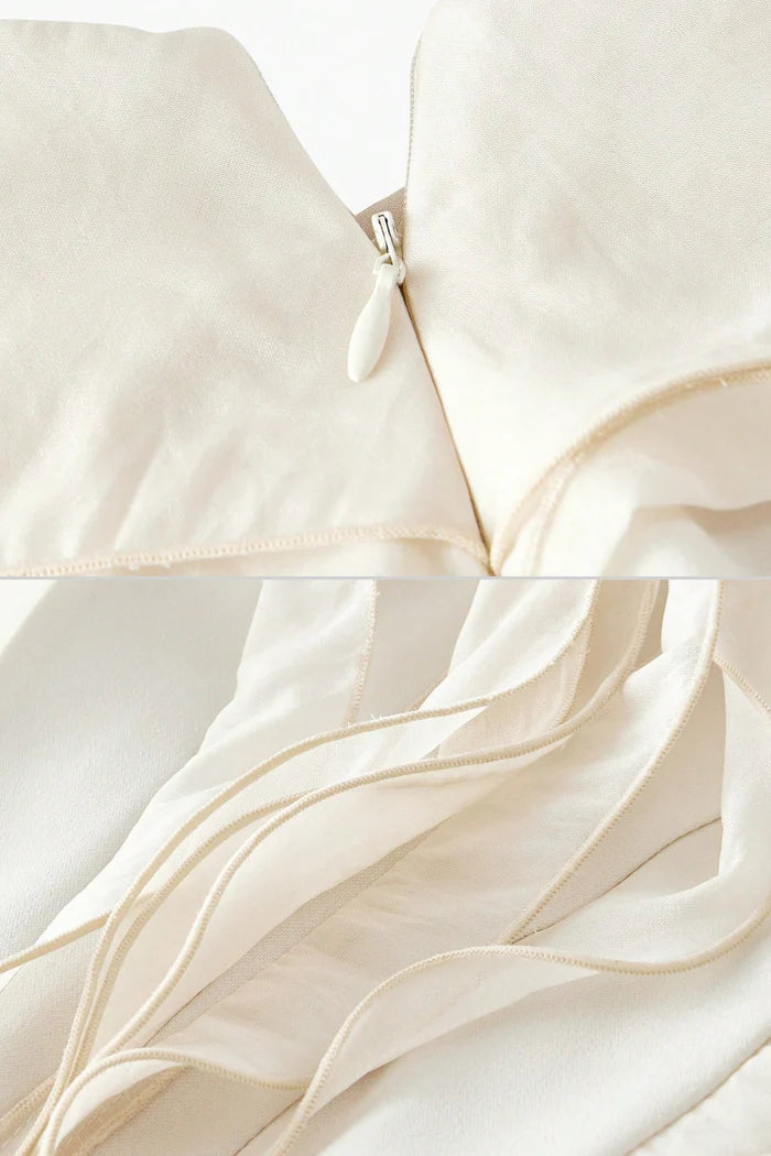 Layered Sheer Mini Dress With Ruffled Design - White