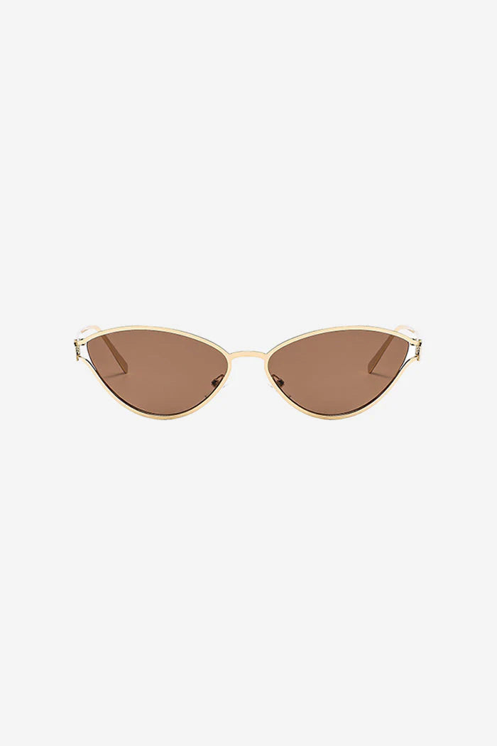 Cat-Eye Sunglasses With Gold Metal Frame – Brown
