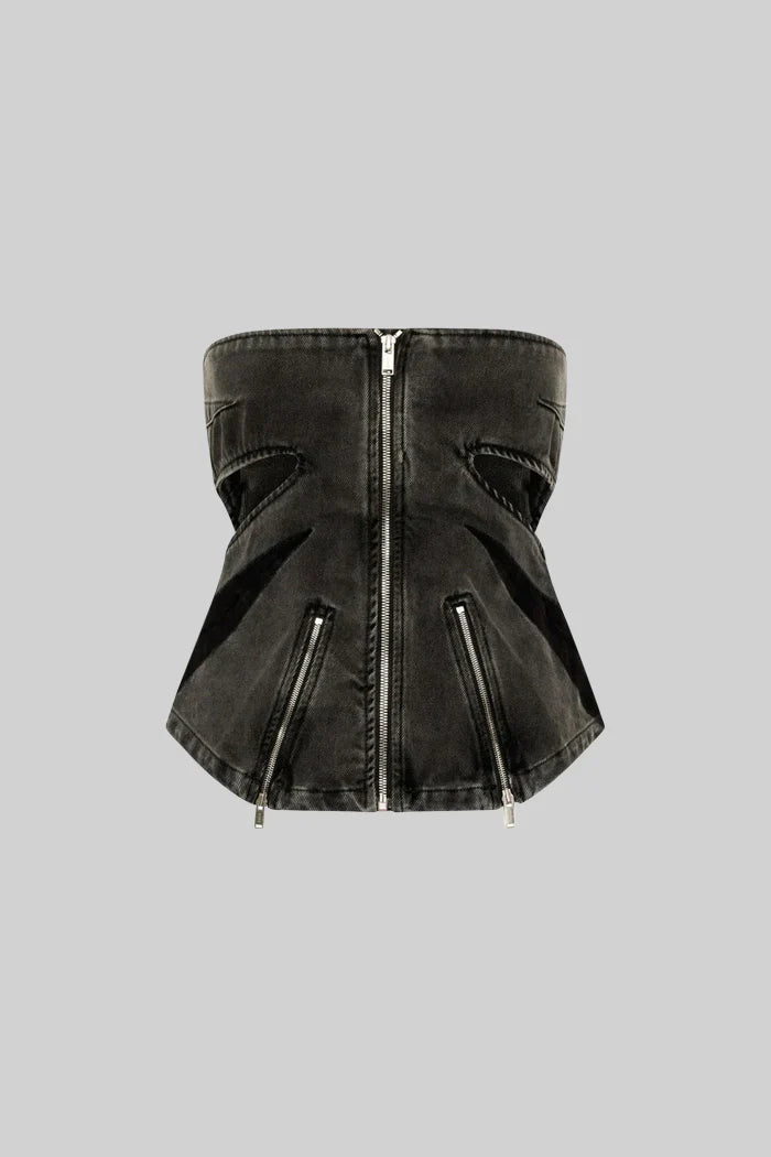 Ensemble coordonné de deux pièces en denim - noir