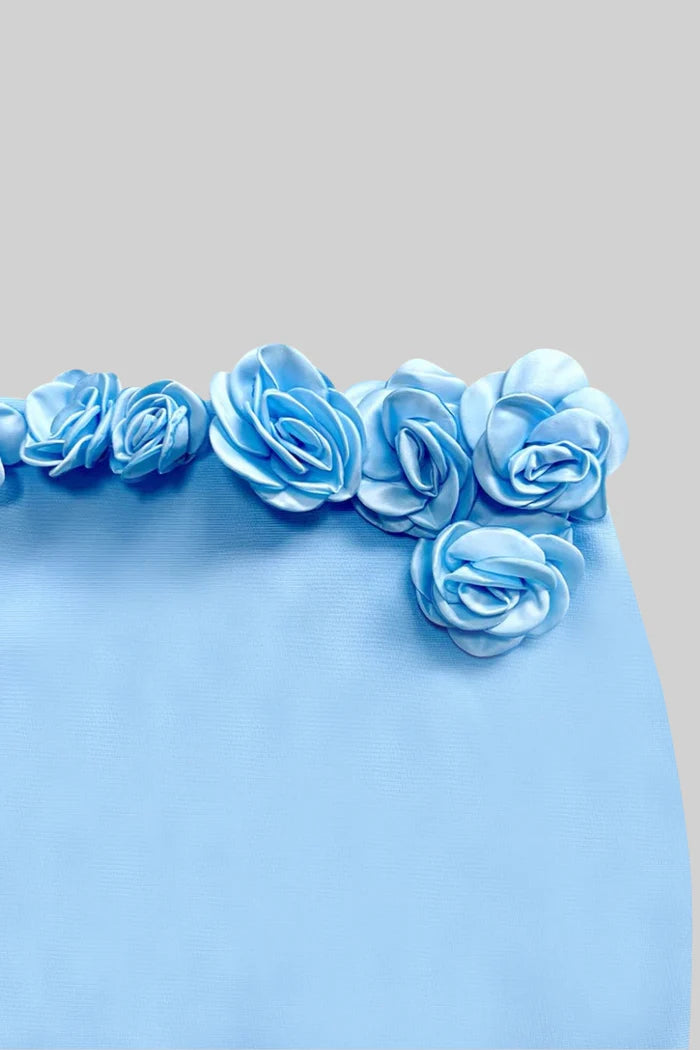 Top de détail de fleur en deux pièces et jupe maxi - Bébé bleu