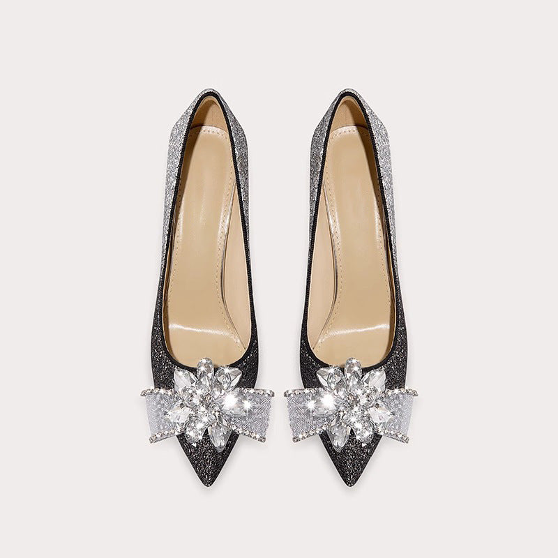 Black crystal high heels