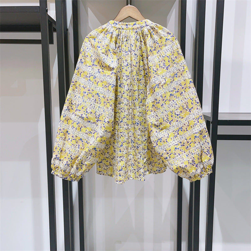 Ensemble jupe évasée à manches bouffantes et col