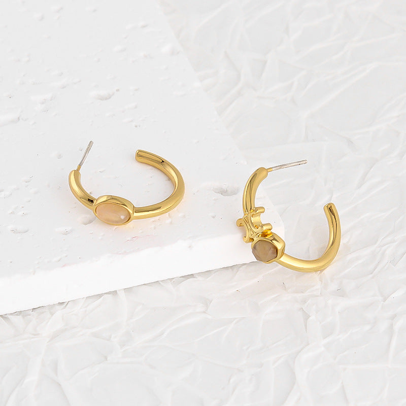 CELINE triumphal arch C-shaped  stud earrings