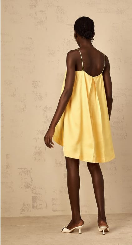 Avril Yellow Floral Embroidered Mini Dress