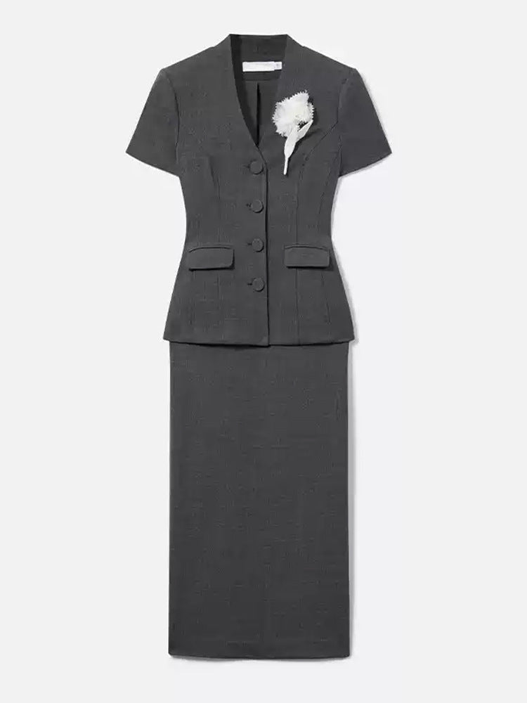 Short-Sleeve Bodycon Skirt Two-Piece Set