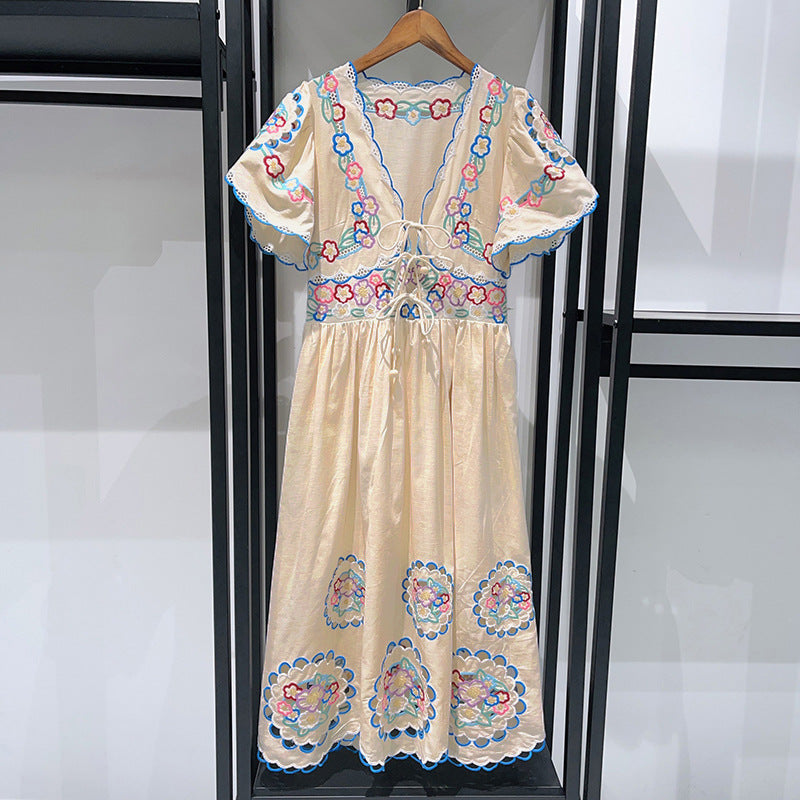 Lace V-Neck Strap Cut-out dress