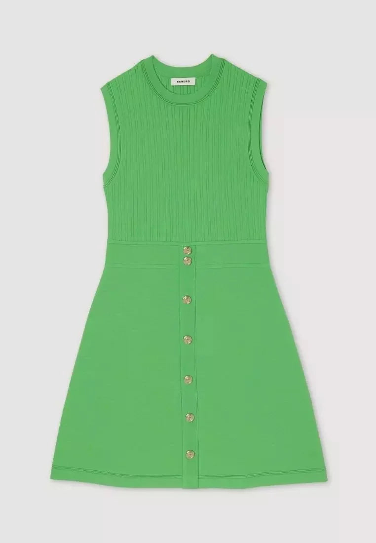 Robe courte à boutons SANDRO Mini robe verte - Vert