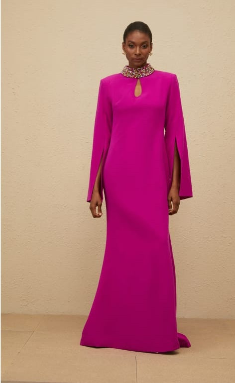 Majestueuse Fuchsia Keyhole-Detail Mermaid Gown