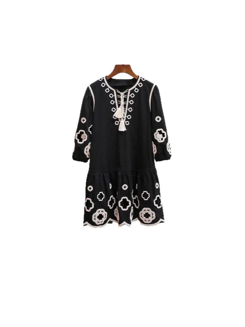 Embroidered A-Line Dress