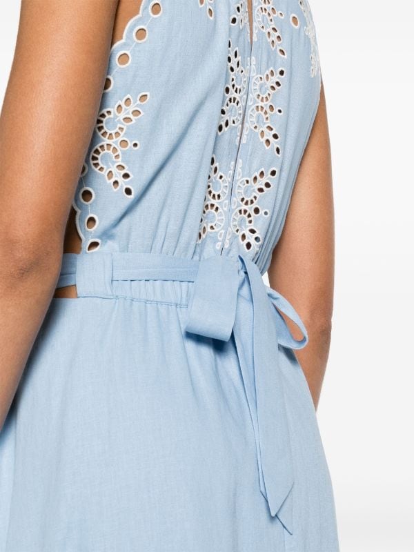 robe longue à broderie anglaise ceinturée