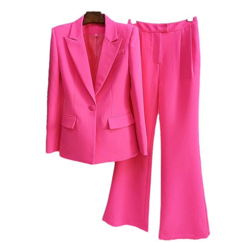 Blazer mince à un bouton + pantalon de cloche de deux