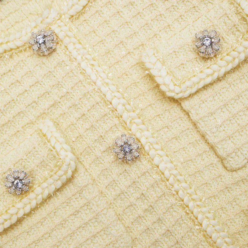 Gelbe strukturierte Strickjacke