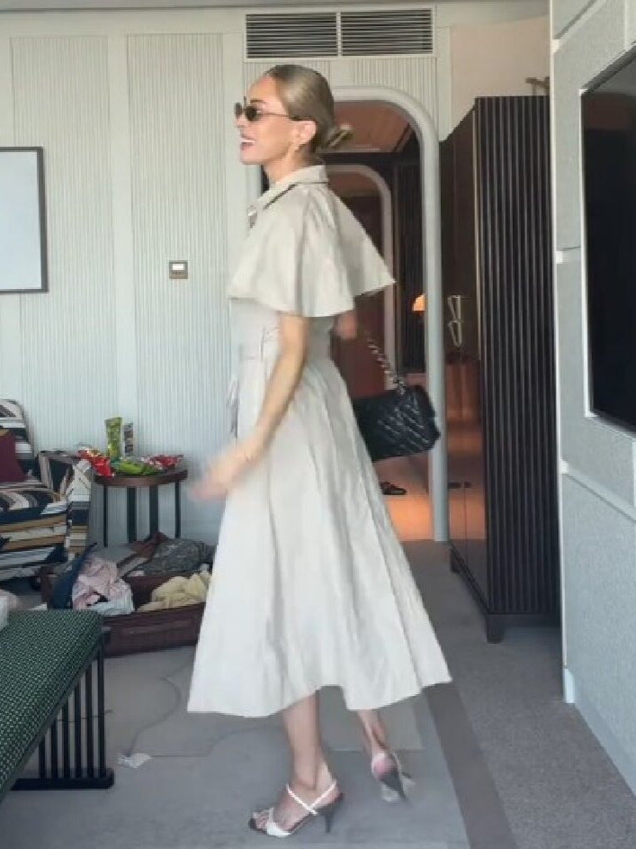 Tie-Front Pocket Dress Long Dress