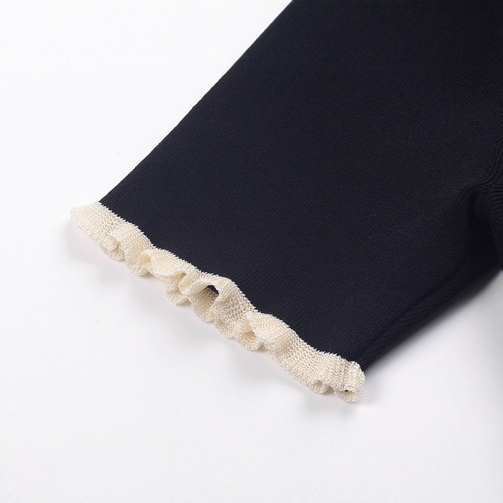 Doll Collar Short Sleeve Zipper Dress