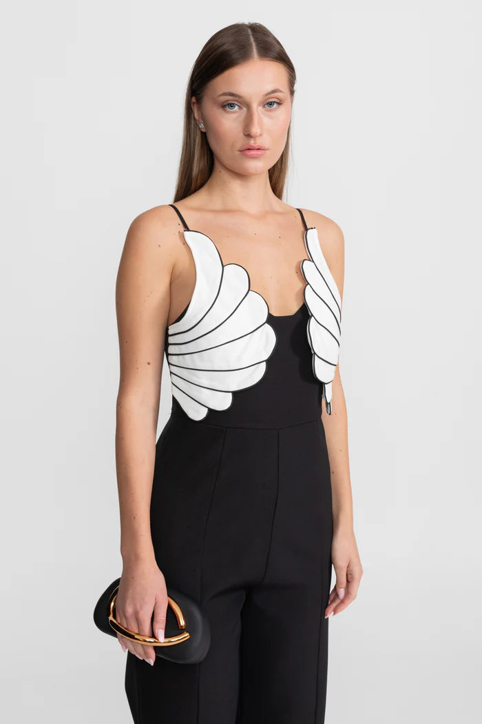 Wing Detail Jumpsuit – Black & White