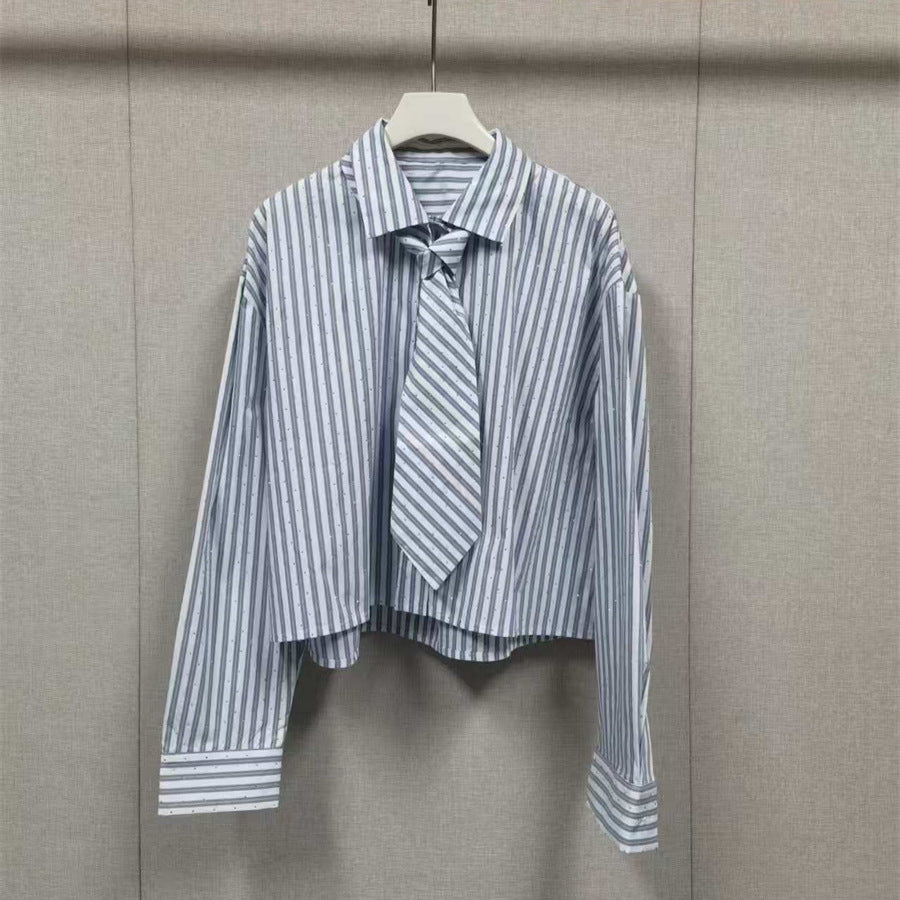 ace-up Long-Sleeved Short Shirt