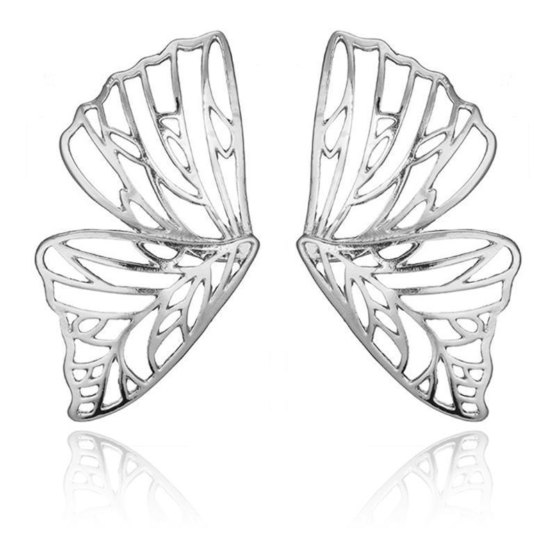 Short hollow butterfly wings shape stud earrings
